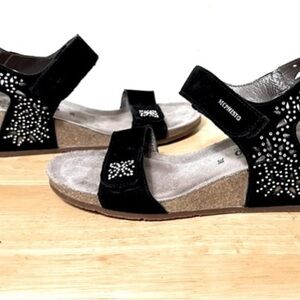 Mephisto Black Sandals with Rhinestone Accents